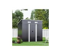 6 x 4 ft Pent Metal Garden Shed Outdoor Tool Storage Shed with Base Foundation, Charcoal Black Living and Home Black One Size