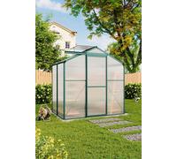 6 x 4 ft Polycarbonate Garden Greenhouse, Large Walk-in Greenhouse with Sliding Door & Ventilation Window,Green House with Aluminum Frame for Plant, F Living and Home Clear One Size