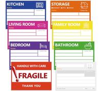 6 x 4" Large Home Moving Packing Box Labels, 8 Color-Coded Moving Supplies Labels Stickers with Writable Notes Areas, Fragile Moving Stickers + Blank Labels for Moving Boxes, Moving Supplies (160 Pcs)