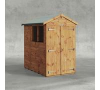 Powersheds Apex Roof Double Door Garden Shed 6ft x 4ft - Golden Brown