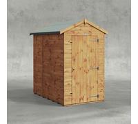 Powersheds Apex Roof Windowless Single Door Garden Shed 6ft x 4ft - Golden Brown