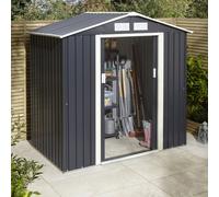 Rowlinson Trentvale 6X4 Metal Apex Shed Dark Grey With Foundation Kit, Grey