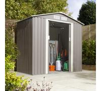 Rowlinson Trentvale 6X4 Metal Apex Shed Light Grey With Foundation Kit & Assembly, Grey