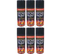 6 x 400ml HeatResistant Black Spray Paint Stove Exhaust Hi Temperature