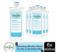 6 x 400ml Simple Water Boost Micellar Cleansing Water for Dehydrated Skin