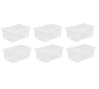 6 x 45L Plastic Storage Boxes Crystal Clear Box & Lid Suitable for all around the Home Office and Workplace Stackable Nestable Large Strong Boxes - 60 x 40 x 25 cm
