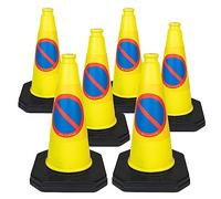 6 x 460mm 1-Piece High "No Waiting" Traffic Cones in Yellow - Strong and Durable Outdoor Cones with Very Low Centre of Gravity - U.K Made Safety Cones