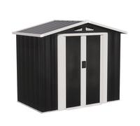 6 x 4ft Metal Garden Shed, Weather Protection Outdoor Storage Shed with Lockable Doors (Black) Alivio Black One Size