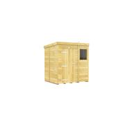 6 x 5 Feet Pent Shed - Single Door W/ Windows - L147 x W185 x H201 cm Buttercup Farm Brown One Size