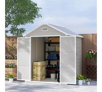 Outsunny 6 x 5ft Resin Garden Shed with Floor and Window, Light Grey, Grey