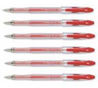 6 x 5 Star Red Roller Gel Pen Clear Barrel 1.0mm Tip 0.5mm Line