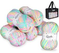 6 x 50g Balls of Assorted Double Knitting Yarn ilauke Multi-Colored Acrylic Yarn Set Weaving Yarn Crochet Thread (Pink Yellow Blue,4-Ply)