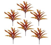 6 x 55cm Artificial Autumn Fern Bush Plant Leaf Green One Size