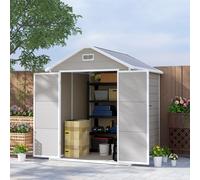 6 x 5ft Resin Garden Shed with Floor and Window, Dark Grey Outsunny Dark Grey One Size