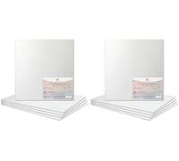 6 X 6” / 15 x 15cm Canvas Panel Stretched Blank Canvas Board Primed Artist Boards 100% Cotton for Oil Paint Acrylic Painting Mixed Media White Canvases Painting Panel (6x6 Inch - 5 Boards) (Pack of 2)