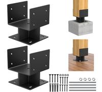 6"x 6" Concrete Post Base, 2Pcs Stainless Steel Adjustable Post Anchor Bracket (Internal 3.5 x 3.5), U-Shape Wood Post Base Holder for Pavilion Deck Porch Handrail Railing Support