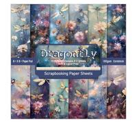 6 x 6 In Dragonfly Scrapbooking Paper Pad, 24 Sheets Floral Pattern Design Cardstock Decorative Decoupage for Photo Album Card Making Folded Supplies Gift Wrapping Junk Journals Crafts