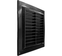 6'' x 6'' Inch / 150 x 150 mm Plastic Square Soffit Vent - Black - Built-in Screen Mesh - HVAC Vent Duct Cover