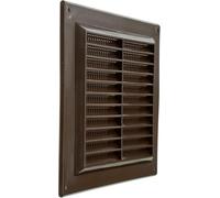 6'' x 6'' Inch / 150 x 150 mm Plastic Vent Cover - Brown - Square Soffit Vent - Exhaust Ventilation Louver - Air Inlet Grille Cover - Built-in Screen Mesh - HVAC Vent Duct Cover