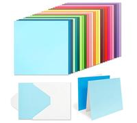 6 x 6 Inch Sqaure Blank Cards with Envelopes 100LB Folded Greeting Cards 24 Assorted Colors 48 Thick Plain Card Stock for Card Making, Photo Cards, Embroidery