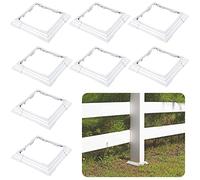 6 x 6 Inches Vinyl Post Sleeve Adjustable Vinyl Post Skirt White Base Porch Column Wraps for 3 to 6.5 Inch Wood Stair Rails(White,8 Pack)