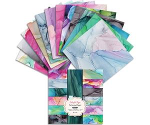 6 x 6 Marble Scrapbook Paper, Marbled Pattern Paper 6 inch 48 Sheets Single-Sided Marble Docoupage Paper, Decorative Craft Paper Journaling Planner Paper Pad for Holiday Cardmaking DIY Origami