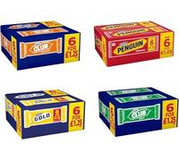 6 x 6 Milk Chocolate Biscuit Bars Multipack, Gold, Club Mint, Club Orange, Penguin (Full box) (Club Mint) Delicious Tasty And Twisty Treat