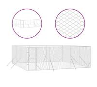 vidaXL Outdoor Galvanised Steel Kennel - Versatile Enclosure for Small Animals, Dogs, Chickens, Rabbits, Ducks - Lockable Door and Well-Ventilated Mesh Design