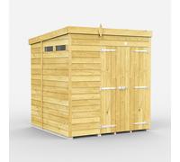 6 x 7 Feet Pent Security Shed - Double Door - L214 x W185 x H201 cm Buttercup Farm Brown One Size