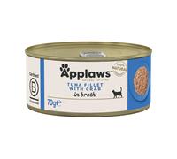 Applaws Adult Cat Cans Tuna/Fish in Broth 70g - Tuna Fillet with Crab (6 x 70g)