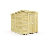 6 x 8 Feet Pent Shed - Double Door W/O Windows - L231 x W185 x H201 cm Buttercup Farm Brown One Size