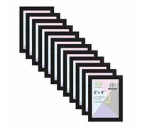 6 x 8 Inch Black Photo Frames - Lightweight Styrene Picture Frames for Wall or Table Display, Modern Frames for Photos, Prints, Certificates & Artwork (15 x 20cm) - (12)