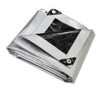 6 x 8 m Silver/Black 260 GSM Tarpaulin Waterproof Heavy Duty Tarp Sheet Cover, Groundsheet - Waterproof, Weatherproof, Frost-Resistant, UV Protection, Universal, Multipurpose, Reinforced Eyelets