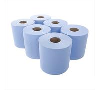 6 x 80 METRE Premium Embossed 2 Ply Centre Feed Blue ROLL