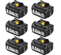 6 X 8000mAh 18V Lithium Batteries Replacement for Makita Battery 18V, Compatible with Makita 18 Volt Battery BL1860 BL1840 BL1830 Cordless Power Tool