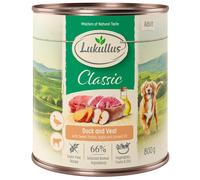 6 x 800g Lukullus Wet Dog Food - 5 + 1 Free! * - Adult Duck & Veal Grain-Free (6 x 800g)
