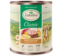 6 x 800g Lukullus Wet Dog Food - 5 + 1 Free! * - Adult Poultry & Lamb - Grain-Free (6 x 800g)