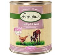 6 x 800g Lukullus Wet Dog Food - 5 + 1 Free! * - Junior Poultry & Game - Grain-Free (6 x 800g)