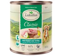 6 x 800g Lukullus Wet Dog Food - 5 + 1 Free! * - Wild Rabbit & Turkey (6 x 800g)