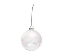 6 x 8cm Half Iridescent White and Half Iridescent clear Glass Christmas Baubles DIY