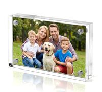 6 x 9 cm Acrylic Picture Frames, Magnetic Double Sided Photo Clear Thick Pictures Frame Waterproof Acrylic Pictures Frames Desktop Frameless Picture Display Standing Desktop