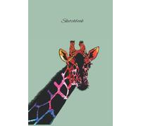 6" x 9" Double Giraffe - Cambridge Blue 120 page Sketchbook: Blank paper high quality gloss hardback cover By Elizabeth Banks