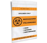 6" x 9" x 2 mil Clear Plastic Zip Top Specimen Bag with Paperwork Pouch, 2-Color Biohazard Symbol & Processing Checkboxes, Tear Line (Case of 1,000)