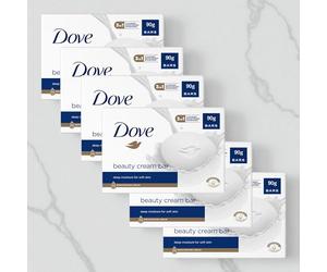 6 x 90g Dove Beauty Cream Bar Soap Classic Original - For Bath & Shower, Suitable for Normal & Sensitive Skin