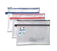 6 X A4+ Twin Pocket Tuff Bag School Waterproof Storage Strong Pencil Pen Case Zip Wallet (360x 260mm) by ARK