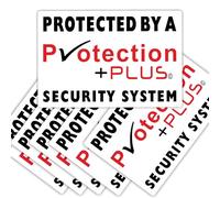 6 x A7 Protection Plus ™ Design Red on White External Stickers-Alarm System Installed-Security Warning Stickers-Self Adhesive Vinyl Signs-Bell Box,Doors,Outside of Windows 130x87mm