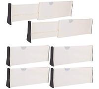6 x Adjustable Drawer Dividers ASelected 17" Expandable Drawer Organizers Set Plastic Drawer Separator Suitable for Kitchen Bathroom Bedroom Office Dresser Desk - White (Pack of 6)