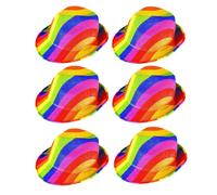 6 x Adult Rainbow Trilby 2025 Pride LGBTQIA+ Festival Event Party Dress Up Hat