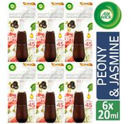 6 x Air Wick Essential Mist Refill Peony & Jasmine Fragrant Mist Diffuser 20ml