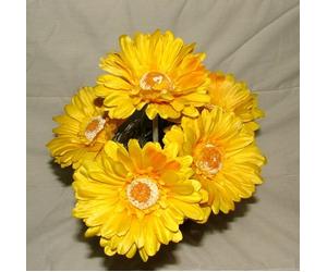 6 x Artificial Single Stem Yellow Gerbera with Big Bloom - very dramatic - home garden by A1-Homes